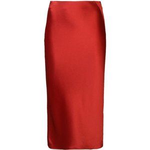 T BY ALEXANDER WANG RED SATIN SKIRT SZ 8 w/snap detail